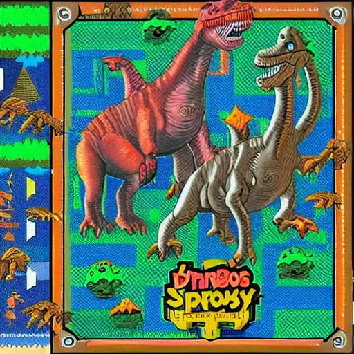 Prompt: top down fantasy roll - playing game from 1 9 8 5, dinosaurs in space village adventure, in the style of 8 - bit computer game ultima 4, played on the apple 2 e computer - w 1 0 2 4