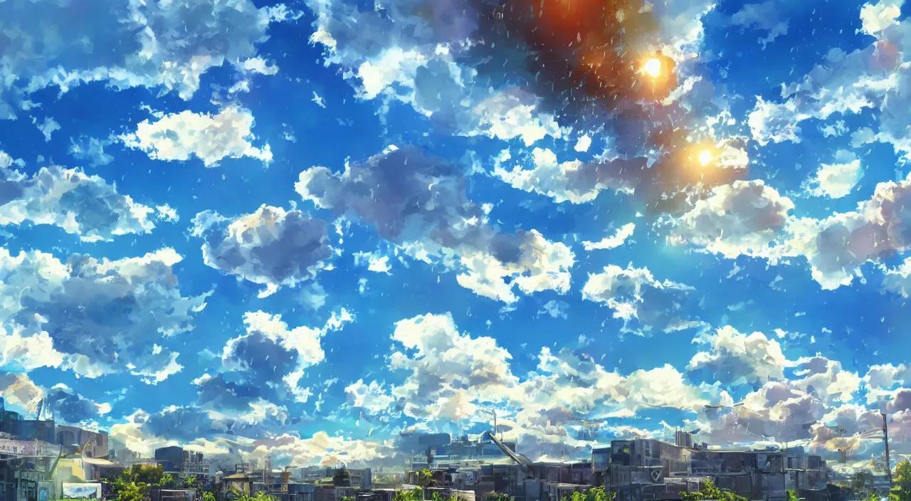 Image similar to rain without clouds, blue sky, sun, saturated colors, hyper detailed photorealistic