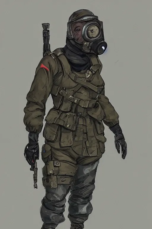 Image similar to medieval british sas female operative with the standard s 1 0 gas mask and the black uniform, artstation, trending on artstation, establishing shot, by simon stalenhag