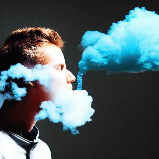 Image similar to we get it you vape, cloud vaping, chappie the robot