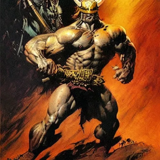 Image similar to warrior by Frank Frazetta,fantasy artwork,bold,striking,high quality!!!!!,masterpiece!!!!