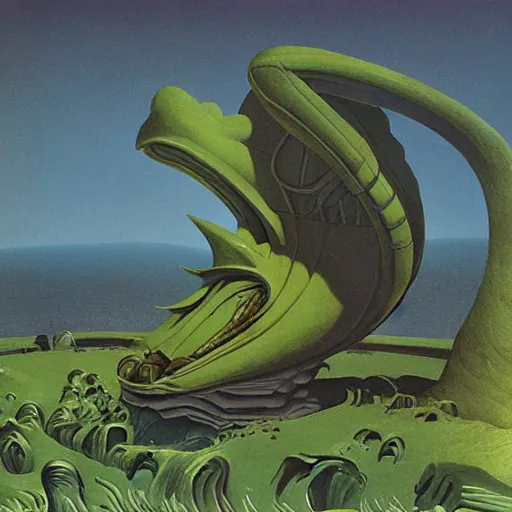 Image similar to roger dean art of a retro alien