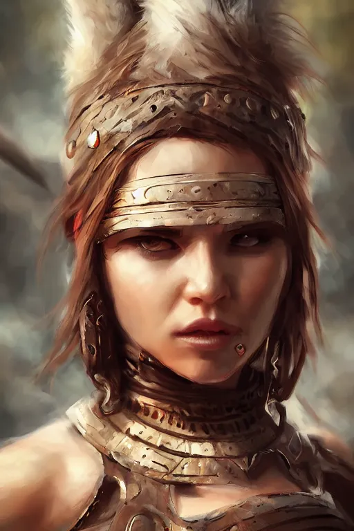 Image similar to portrait of a barbarian female, ultra sharp, very detailed, high quality focus by wlop