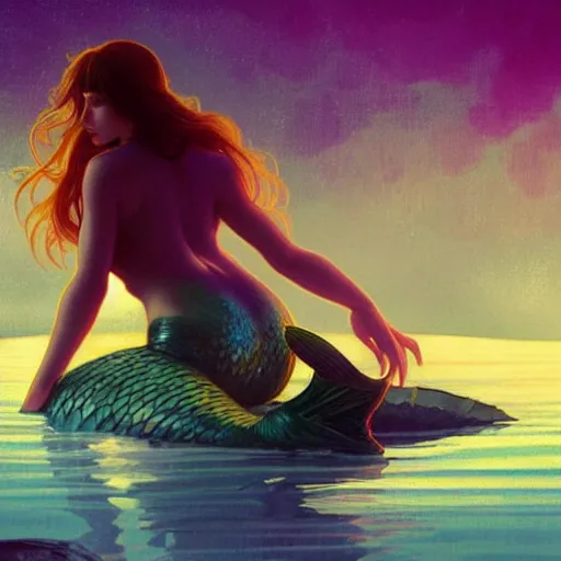 Image similar to a mermaid, cinematic lighting, soft bokeh, fantasy, modern, colourful, highly detailed, digital painting, artstation, deviantart, concept art, sharp focus, illustration, alphonse mucha, edward hopper