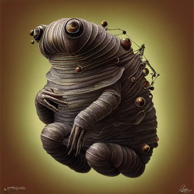 Image similar to a highly detailed tardigrade, it has a beautiful unconventional face, floating through deep space, elegant, hyperrealistic, digital painting, artstation, realism, concept art, pop, smooth, mythological, sharp focus, qualia, illustration, art by mark ryden 3 d 8 k ultra detailed