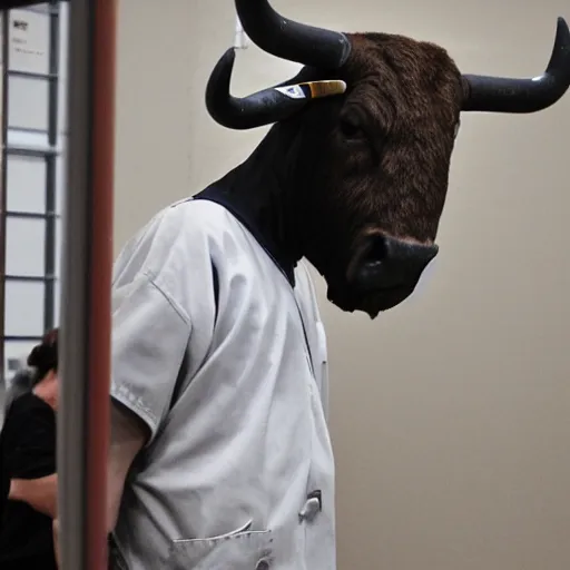 Prompt: inmate using bull head