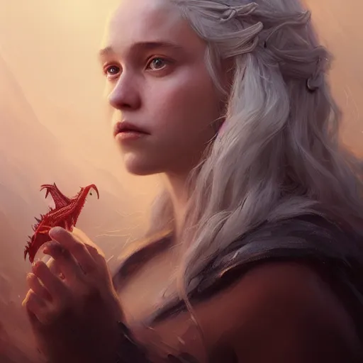 Image similar to the mother of dragons, beautiful oil painting, high detail, oil painting, greg rutkowski, charlie bowater, beeple, unreal 5, daz, hyperrealistic, octane render, rpg portrait, dynamic lighting, fantasy art, beautiful face