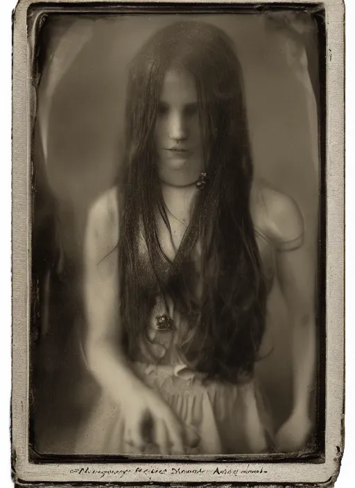 Image similar to portrait of a young women, photo realistic, elegant, award winning photograph, parallax, ambrotype wet plate collodion by martin shuller,