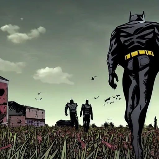 Image similar to batman in the walking dead 4 k detailed super realistic