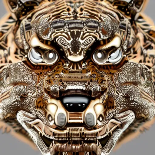 Image similar to steampunk tiger head made from rolex gears, delicate, intricated, hyperdetailed, UHD, product macrophotography