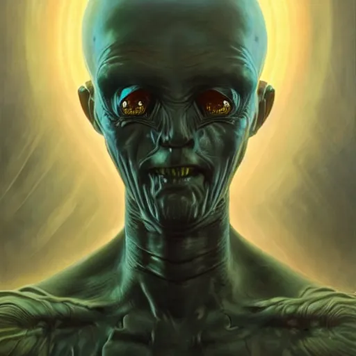 Prompt: a fantasy style portrait painting of a extremely strange and incomprehsible alien with a futuristic background and dramatic lighting oil painting unreal 5 daz. rpg portrait, extremely detailed wayne barlowe michael whelan artgerm greg rutkowski greg hildebrandt michael whelan h r giger moebius