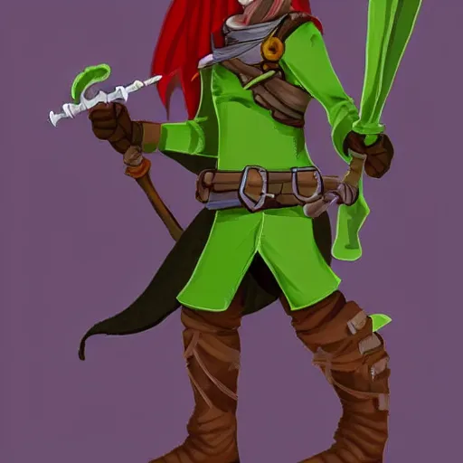 Prompt: eshey stoner rogue, wearing a small bag, dungeons and dragons, character concept of a rogue