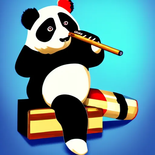 Image similar to patriotic anime panda bear smoking a cigar, 4 k, high resolution, still, landscape, hd, dslr, hyper realistic, illustration, anime