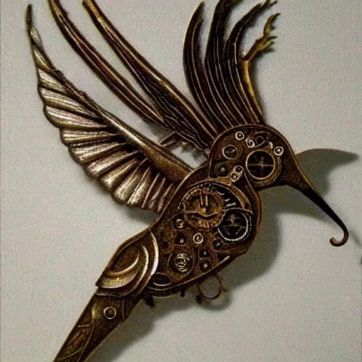 Prompt: steampunk!!! Hummingbird