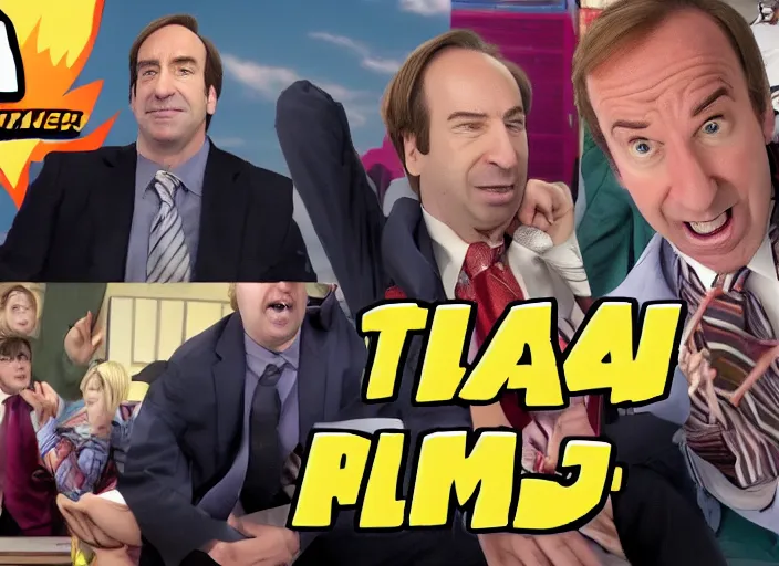 Image similar to youtube thumbnail saul goodman reacting to naruto