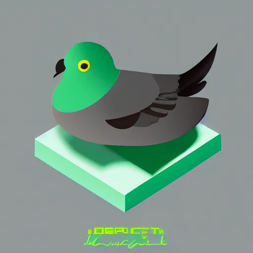 Prompt: isometric, vector, flat, a green dove, no depth, cgsociety, black background, volumetric lighting, digital art