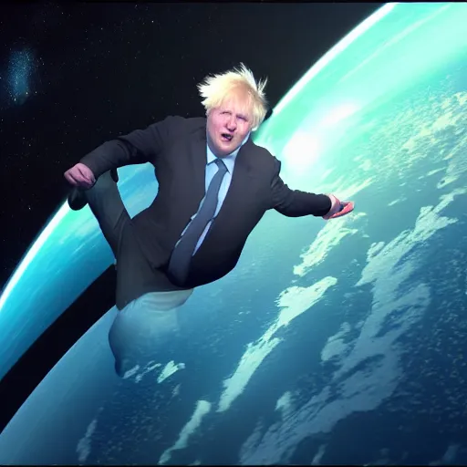 Prompt: boris johnson flying through the cosmos, boris flying very fast , 8k computer render, unreal engine, bright, vibrant colors, ultra realistic