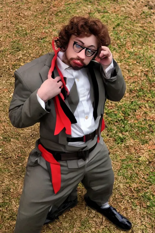 Prompt: Sam Hyde wearing a 3 piece suit in the style of Gundam rx-78-2 stylish, creative fashion, ethereal lighting, dramatic, rule of thirds, sigma male