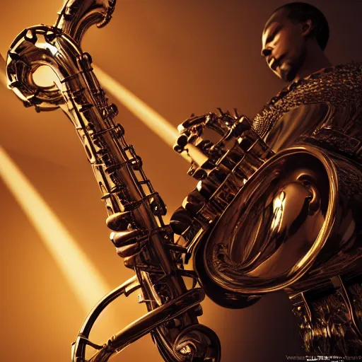 Prompt: anglo saxons playing saxophones, trending on artstation, dramatic lighting, octane render, weta digital, micro details, 3 d sculpture, structure, ray trace, insane details, intricate, elite, ornate,