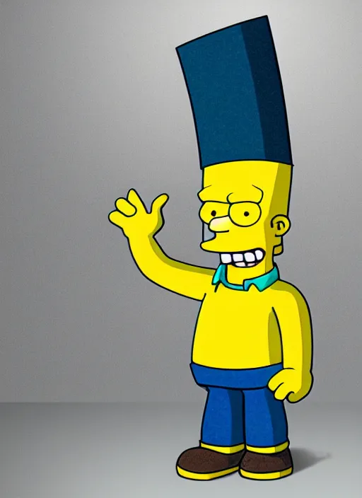 Image similar to bart simpson in business suit, is antique statue.