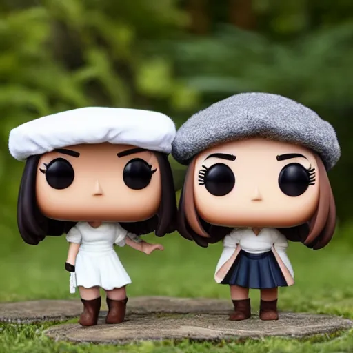 Image similar to Elmiira; funko pop of girl with short brown hairm, wearing a beret; white shirt; funko pop