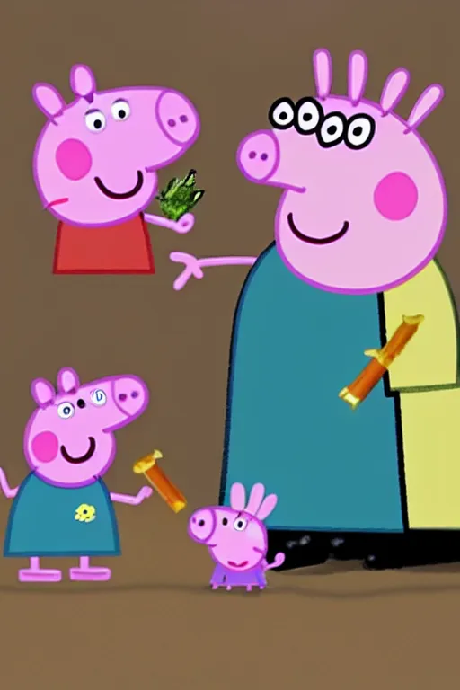 Prompt: Peppa Pig smoking marijuana