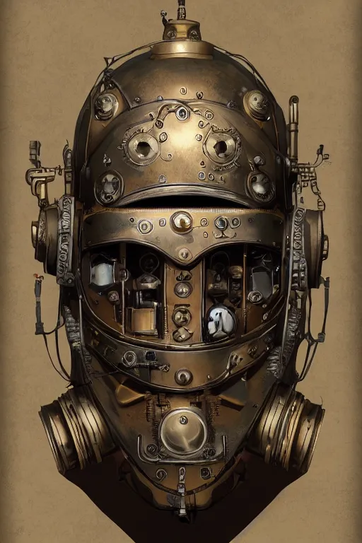 Image similar to steampunk helmet fantasy art mask robot ninja stylized digital illustration sharp focus, elegant intricate digital painting artstation concept art global illumination ray tracing advanced technology chaykin howard and campionpascale and cooke darwyn and davis jack