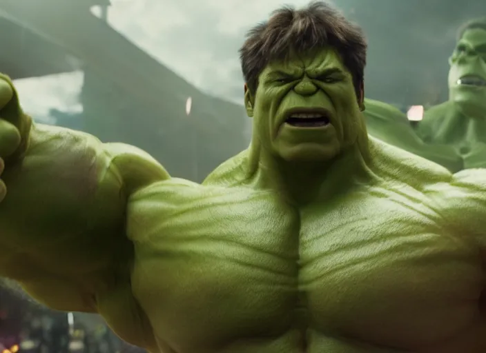 Image similar to film still of Hulk going bowling in Avengers Endgame, 4k