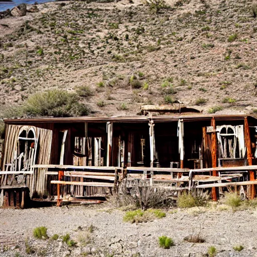 Image similar to old west ghost town, skeletal remains, eerie