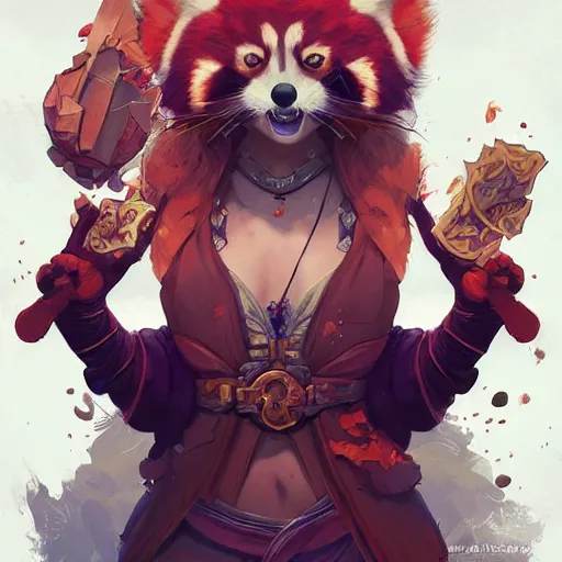 red panda mage, in the style of artgerm, illustration, | Stable ...