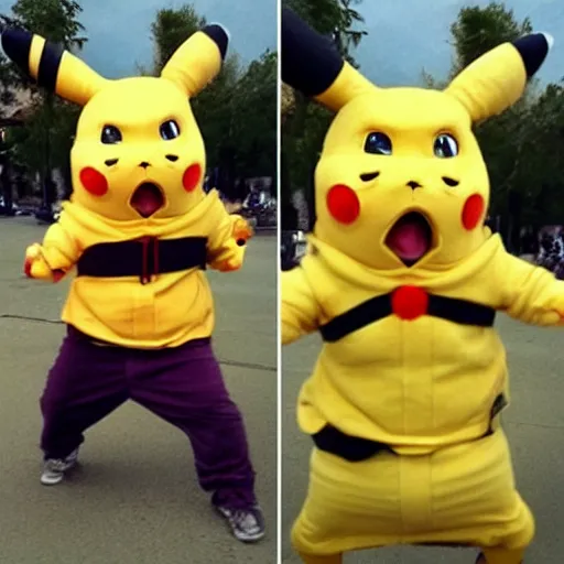 Image similar to woman dressed up as mortal kombat pikachu