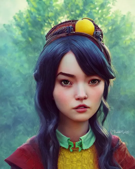 Prompt: An epic fantasy comic book style portrait painting of a very beautiful girl, lemon-themed, character design by Mark Ryden and Pixar and Hayao Miyazaki, unreal 5, DAZ, hyperrealistic, octane render, cosplay, RPG portrait, dynamic lighting, intricate detail, summer vibrancy, cinematic