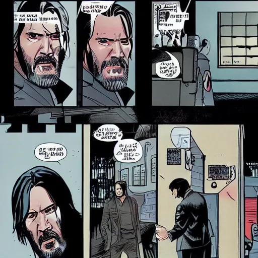 Image similar to john wick in a comic book