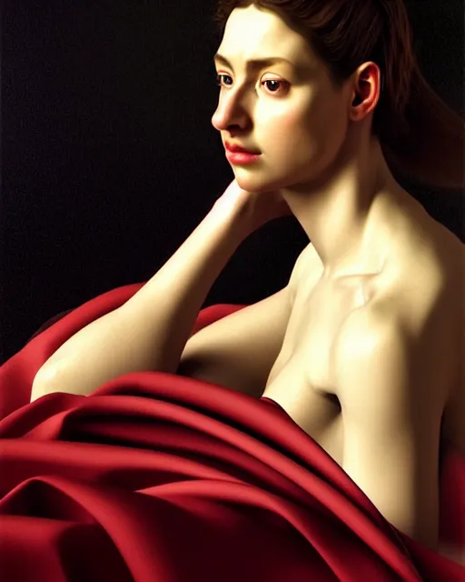 Image similar to hyperrealism photography computer simulation visualisation of parallel universe cgi scene with beautiful highly detailed woman by caravaggio