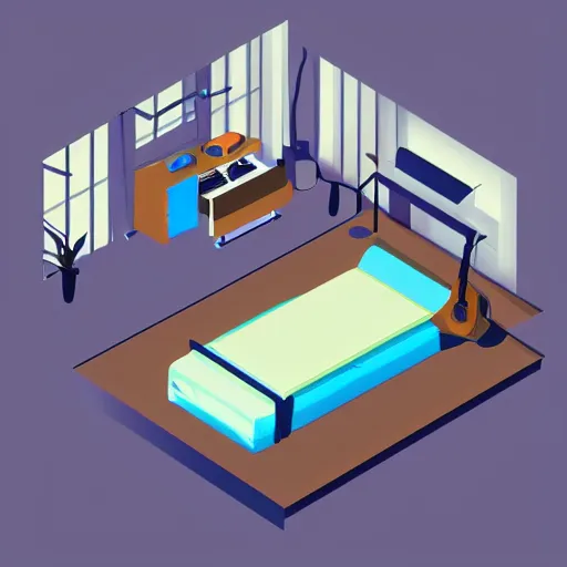 Prompt: musical atmosphere, isometric view of a room