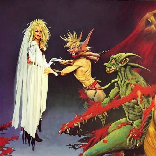 Prompt: A goblin king gets married, painting by Frank Frazetta, detailed, 4k