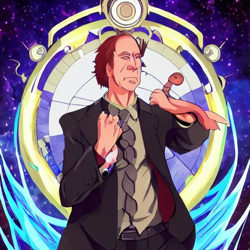 Prompt: portrait of saul goodman wielding the element of astrology magecraft, space wind, anime fantasy illustration by tomoyuki yamasaki, kyoto studio, madhouse, ufotable, trending on artstation