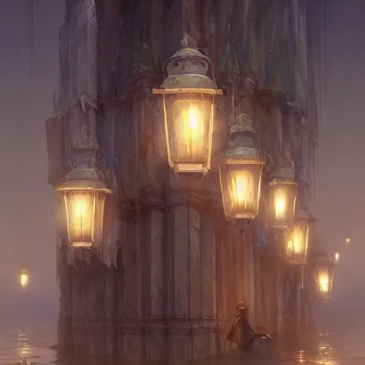 Image similar to concept art, lanterns, high resolution, by james gurney, greg rutkowski, john howe, artstation