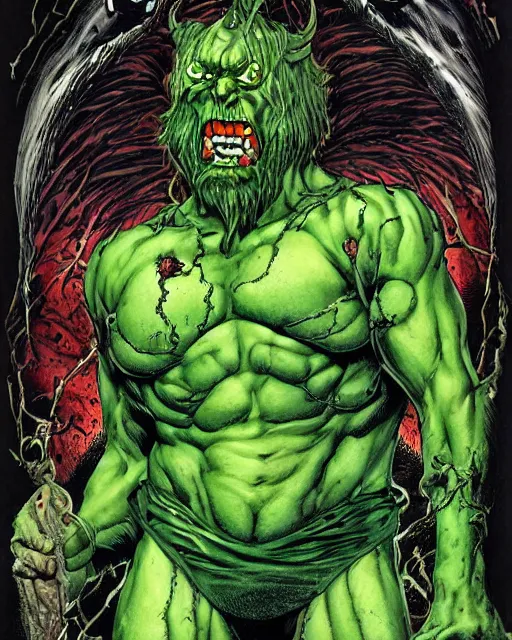 Prompt: green sad devil by glenn fabry