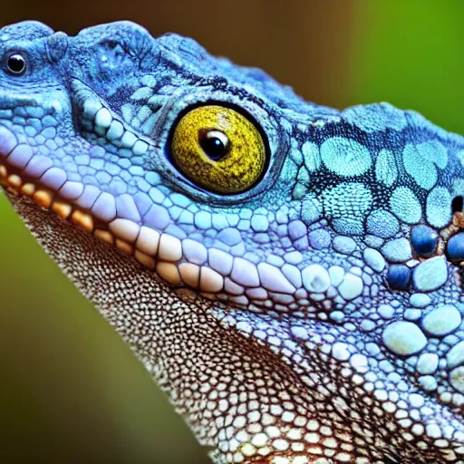 Image similar to An award winning photo of Tokay crocodile chameleon looking at the camera, cute, nature photography, National Geographic, 4k