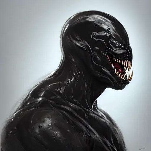 Prompt: a well designed portrait of Venom , detailed, realistic, sketch style, Artstation,Greg Rutkowski, 8K resolution.