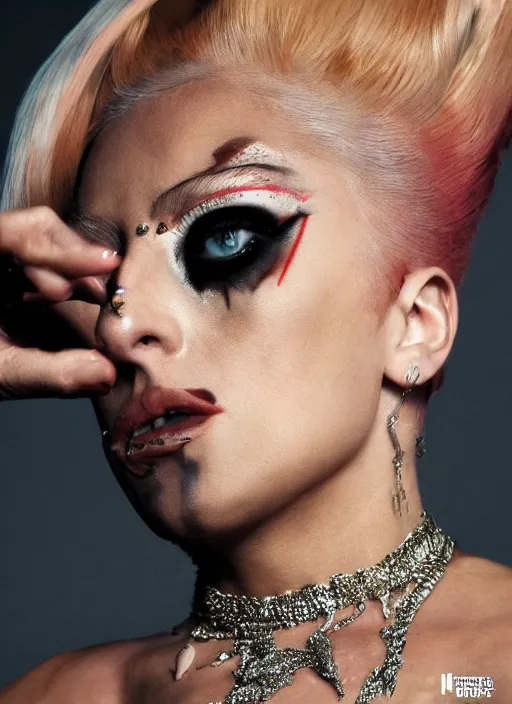 Image similar to lady gaga by nick knight, born this way, born this way album, red weapon 8 k s 3 5, cooke anamorphic / i lenses, highly detailed, cinematic lighting