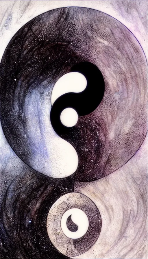 Image similar to Abstract representation of ying Yang concept, by Luis Royo,