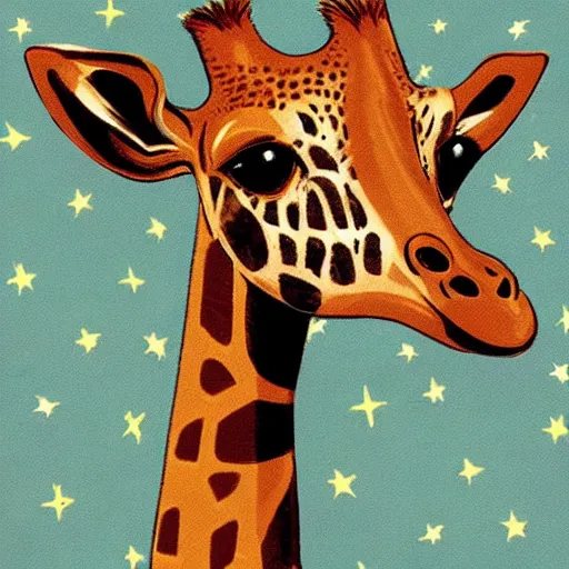 Prompt: a ranga giraffe with a mullet haircut in space