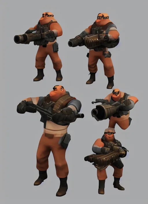 Image similar to heavy weapons guy, team fortress 2, source engine, detailed render