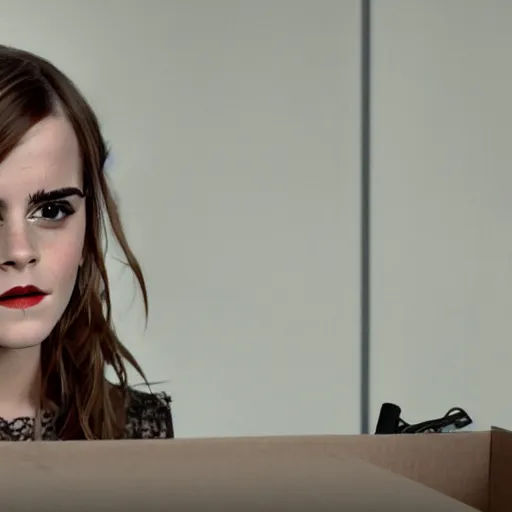 Image similar to Emma Watson opening mail that contains a pipe bomb,hyperrealistic, 8k UHD, studio photography, high quality, high detail, stunning lighting