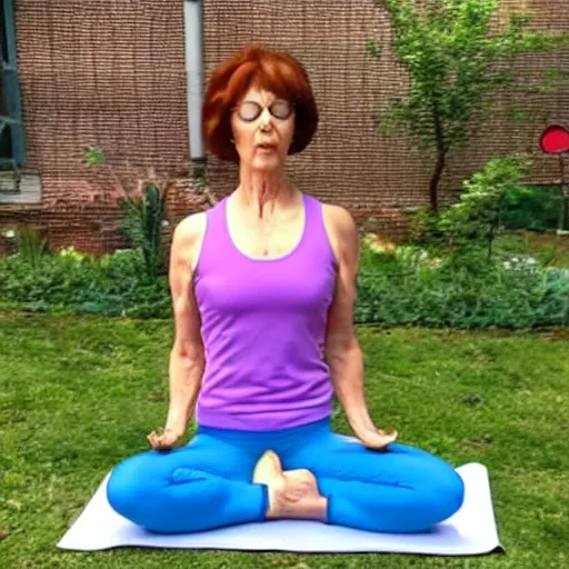 Image similar to pixar mom doing yoga