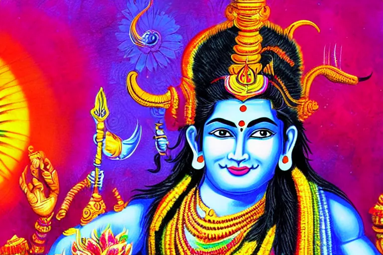 Image similar to india god shiva ganesh colorful stylized photoshop sweet painting