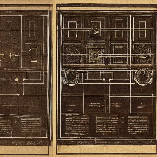 Image similar to time machine blueprints by leonardo davinci