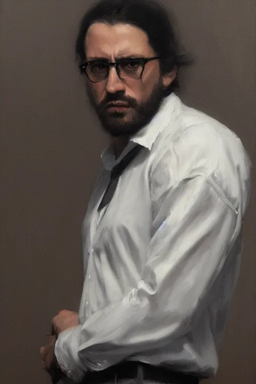 Image similar to paulo muzy portrait, 8 k, trending on artstation, smooth, sharp focus artwork by gustave courbet, mark keathley, greg rutkowski and annie leibowitz